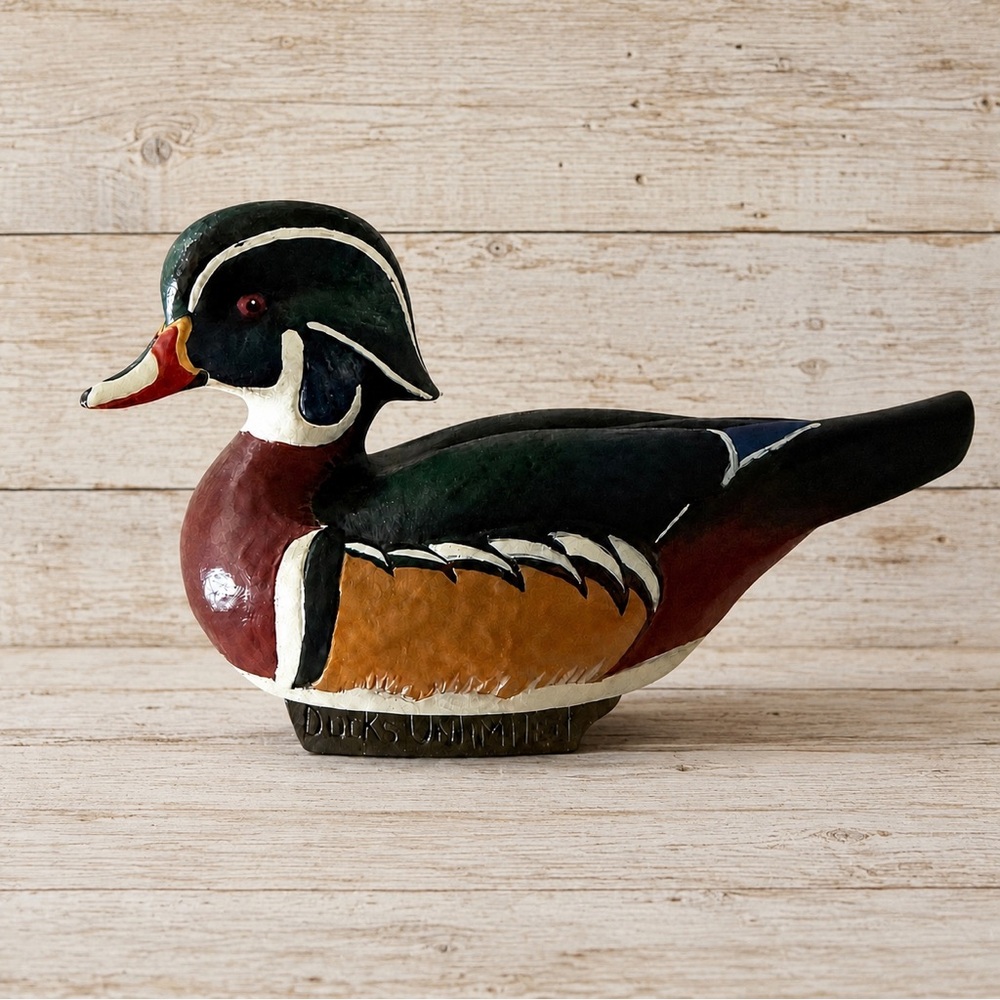 Jett Brunet Ducks Unlimited Mini Drake Wood Art Duck Decoy Collectible Figurine